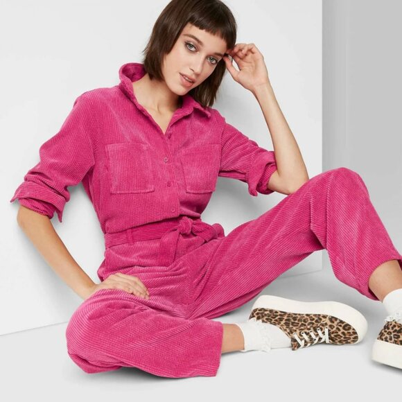 Wild Fable Women's Long Sleeve Corduroy Jumpsuit - M - Picture 1 of 15